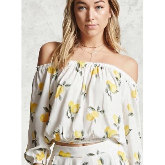 Tops - Lemon Off-Shoulder Top
